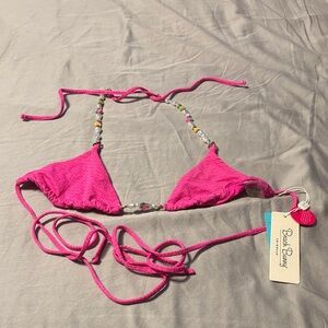 Beach Bunny Estelle Beaded Triangle Bikini Top M NWT